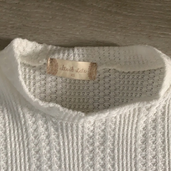 Altar'd State White Cream Waffle Top‎ mock neck - Picture 4 of 8